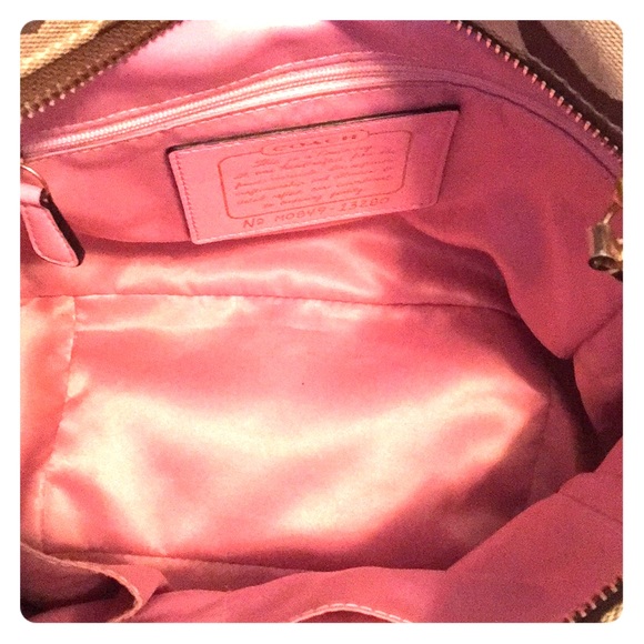 Coach Signature Khaki Metallic Tote & Gold Wristlet - Picture 3 of 8